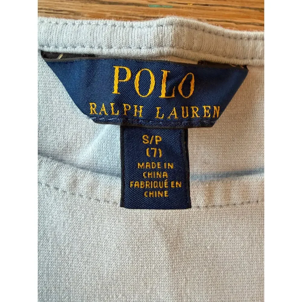 Polo Ralph Lauren Flutter Sleeve T-Shirt Dress Girls Size 7 Light Blue - Picture 5 of 5
